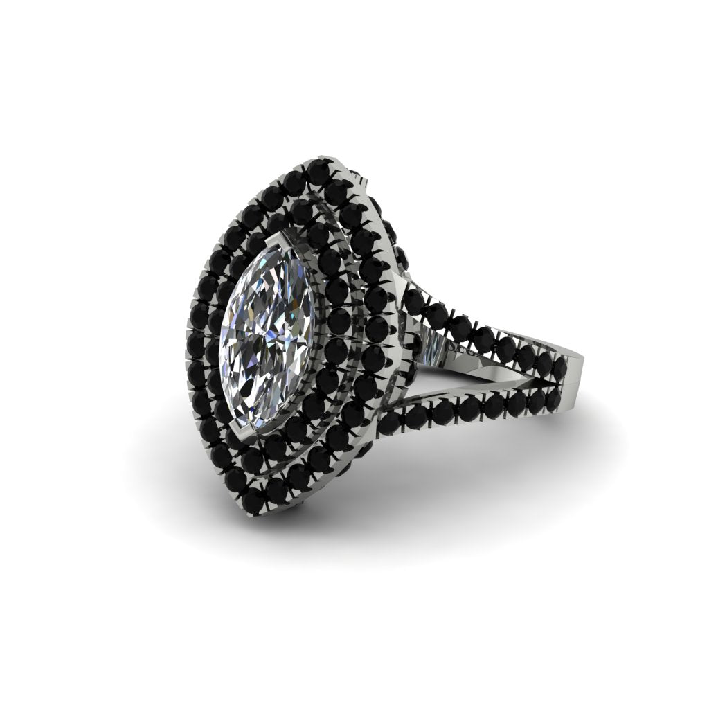 Marquise Diamond Double Halo Engagement Ring - Avah No. 33