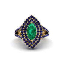 Marquise Emerald Double Halo Engagement Ring - Avah No. 64 image 1