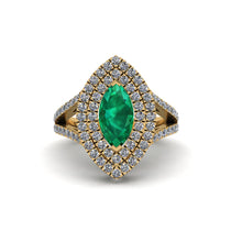 Marquise Emerald Double Halo Engagement Ring - Avah No. 4 image 1