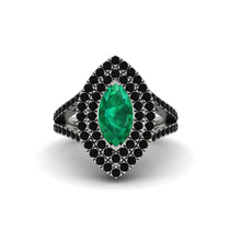 Marquise Emerald Double Halo Engagement Ring - Avah No. 36 image 1