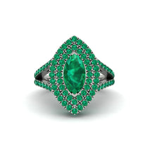 Marquise Emerald Double Halo Engagement Ring - Avah No. 21 image 1