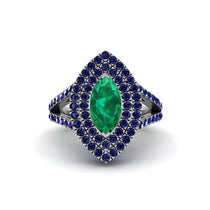 Marquise Emerald Double Halo Engagement Ring - Avah No. 66 image 1