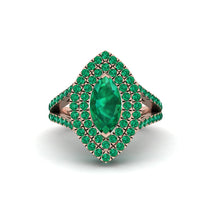Marquise Emerald Double Halo Engagement Ring - Avah No. 20 image 1