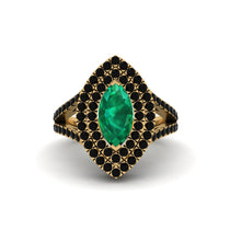 Marquise Emerald Double Halo Engagement Ring - Avah No. 34 image 1