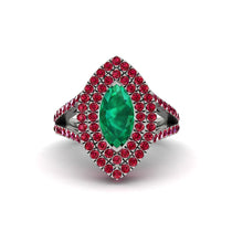 Marquise Emerald Double Halo Engagement Ring - Avah No. 51 image 1