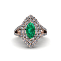 Marquise Emerald Double Halo Engagement Ring - Avah No. 5 image 1