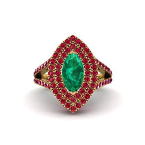 Marquise Emerald Double Halo Engagement Ring - Avah No. 49 image 1