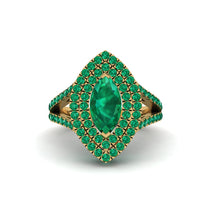 Marquise Emerald Double Halo Engagement Ring - Avah No. 19 image 1