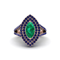 Marquise Emerald Double Halo Engagement Ring - Avah No. 65 image 1