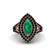 Marquise Emerald Double Halo Engagement Ring - Avah No. 35 image 1