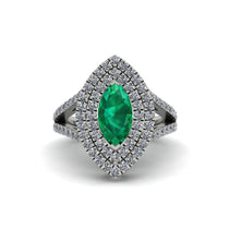 Marquise Emerald Double Halo Engagement Ring - Avah No. 6 image 1