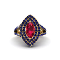 Marquise Ruby Double Halo Engagement Ring - Avah No. 70 image 1