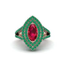 Marquise Ruby Double Halo Engagement Ring - Avah No. 26 image 1