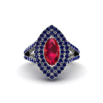 Marquise Ruby Double Halo Engagement Ring - Avah No. 72 image 1