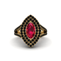 Marquise Ruby Double Halo Engagement Ring - Avah No. 40 image 1