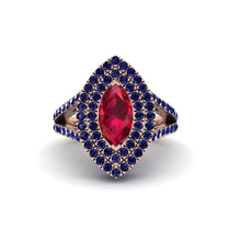 Marquise Ruby Double Halo Engagement Ring - Avah No. 71 image 1