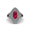 Marquise Ruby Double Halo Engagement Ring - Avah No. 12