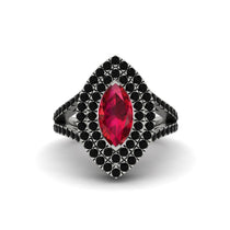 Marquise Ruby Double Halo Engagement Ring - Avah No. 42 image 1