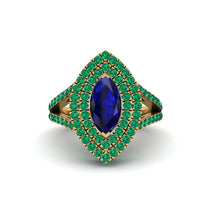Marquise Sapphire Double Halo Engagement Ring - Avah No. 28 image 1