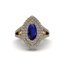 Marquise Sapphire Double Halo Engagement Ring - Avah No. 13 image 1