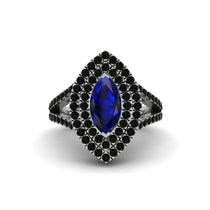 Marquise Sapphire Double Halo Engagement Ring - Avah No. 45 image 1