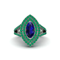 Marquise Sapphire Double Halo Engagement Ring - Avah No. 30 image 1