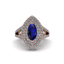 Marquise Sapphire Double Halo Engagement Ring - Avah No. 14 image 1