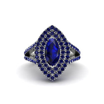 Marquise Sapphire Double Halo Engagement Ring - Avah No. 75 image 1