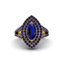 Marquise Sapphire Double Halo Engagement Ring - Avah No. 73 image 1
