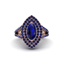 Marquise Sapphire Double Halo Engagement Ring - Avah No. 74 image 1