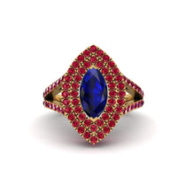 Marquise Sapphire Double Halo Engagement Ring - Avah No. 58 image 1