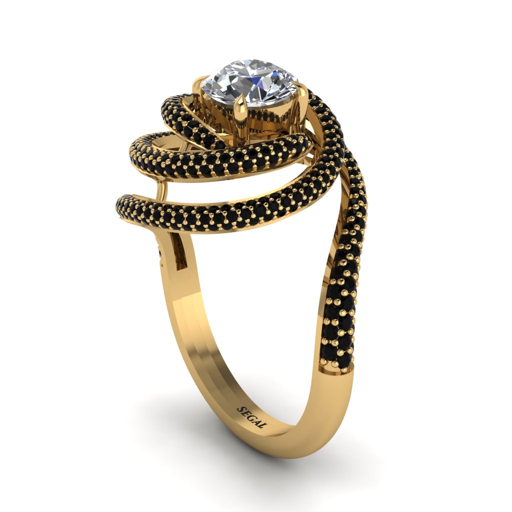 Diamond Double Halo Swirling Engagement Ring - Serena No. 31