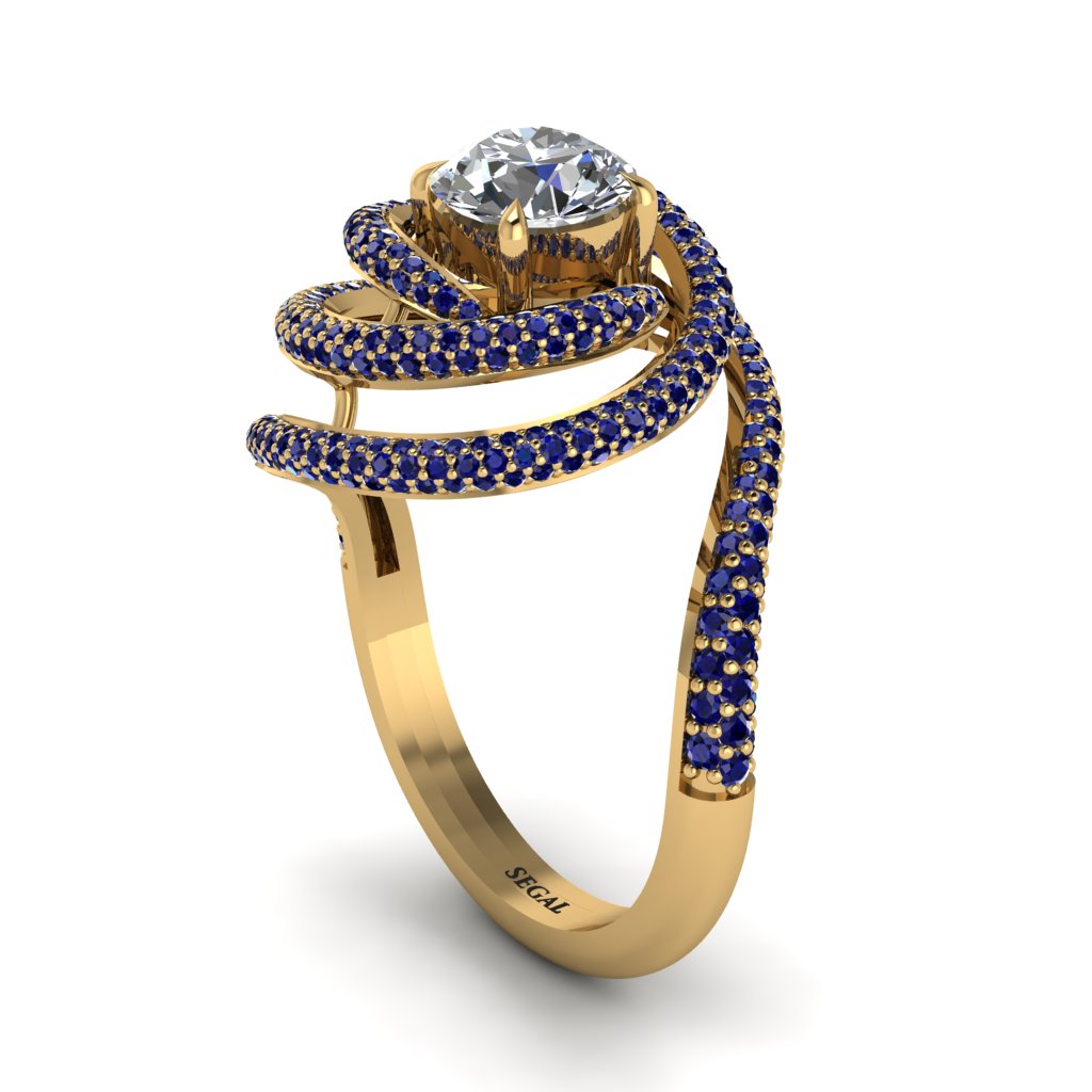 Diamond Double Halo Swirling Engagement Ring - Serena No. 61