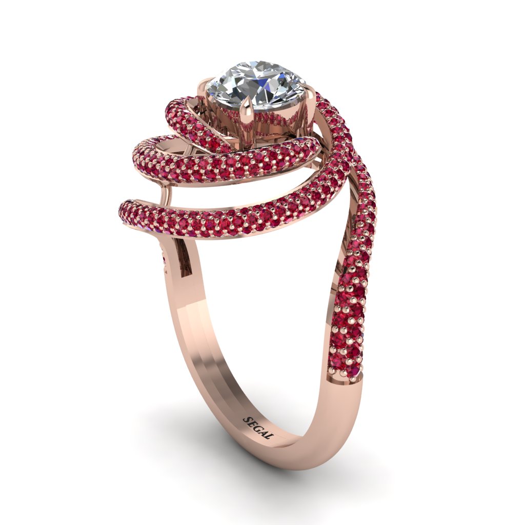 Diamond Double Halo Swirling Engagement Ring - Serena No. 47