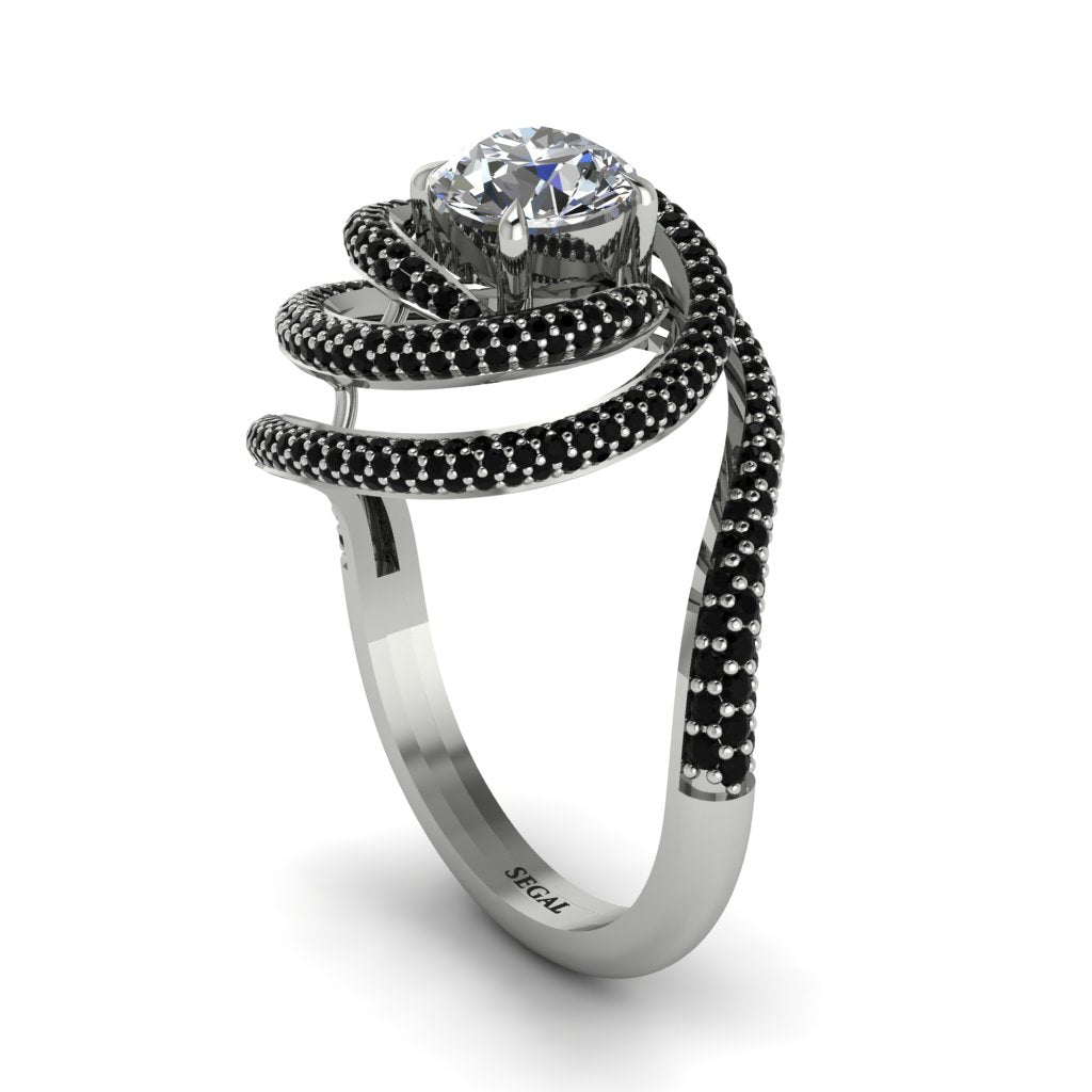 Diamond Double Halo Swirling Engagement Ring - Serena No. 33