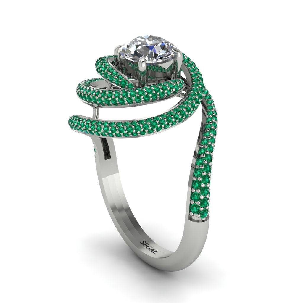 Diamond Double Halo Swirling Engagement Ring - Serena No. 18
