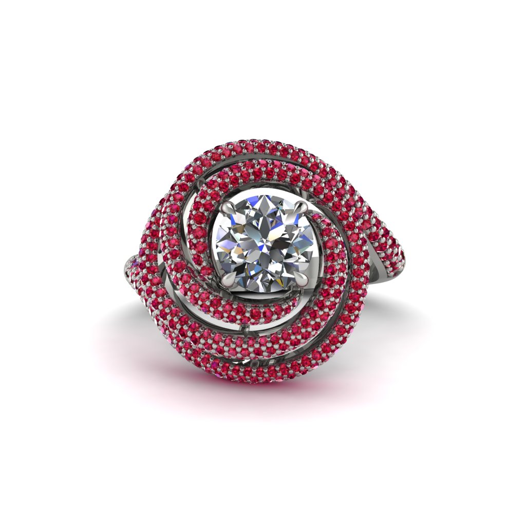 Diamond Double Halo Swirling Engagement Ring - Serena No. 48