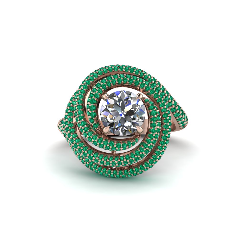 Diamond Double Halo Swirling Engagement Ring - Serena No. 17