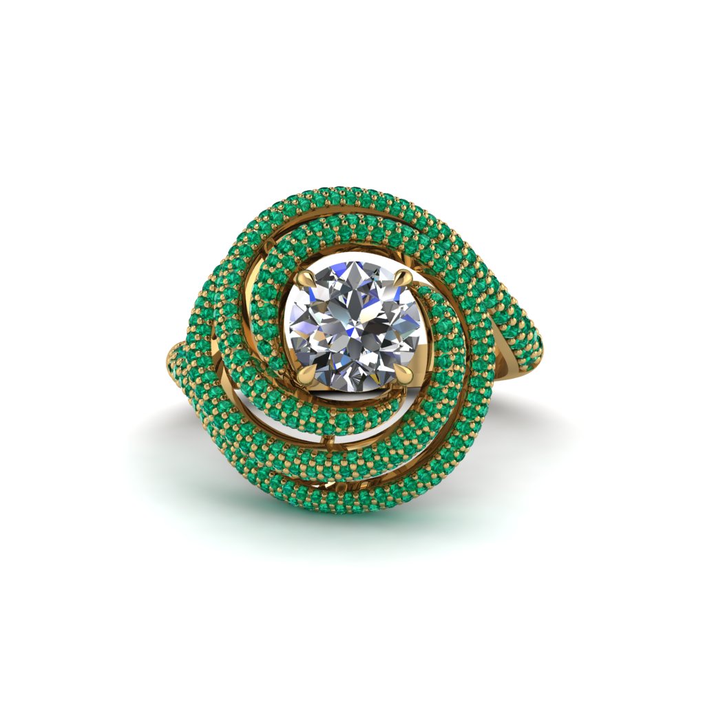 Diamond Double Halo Swirling Engagement Ring - Serena No. 16
