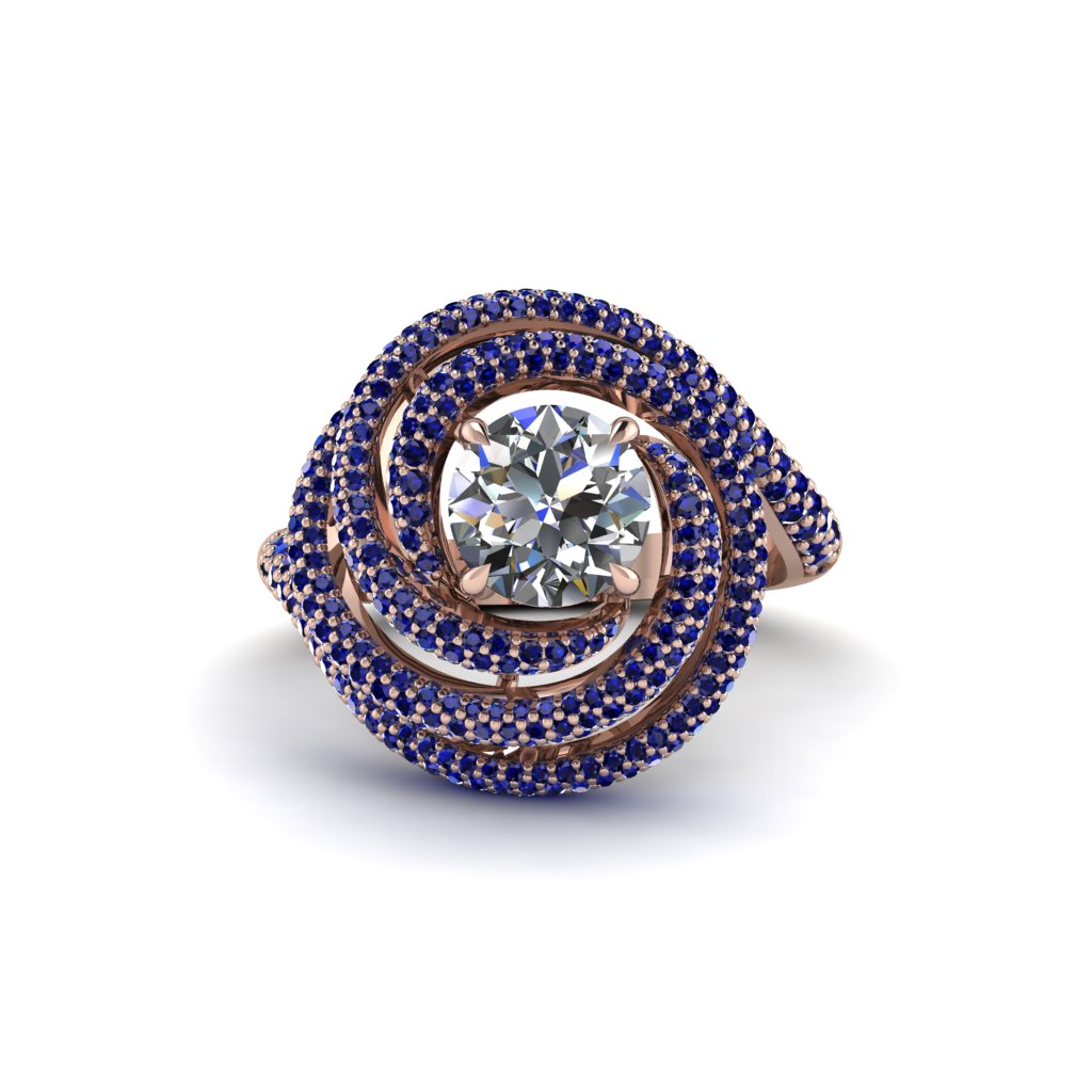 Diamond Double Halo Swirling Engagement Ring - Serena No. 62