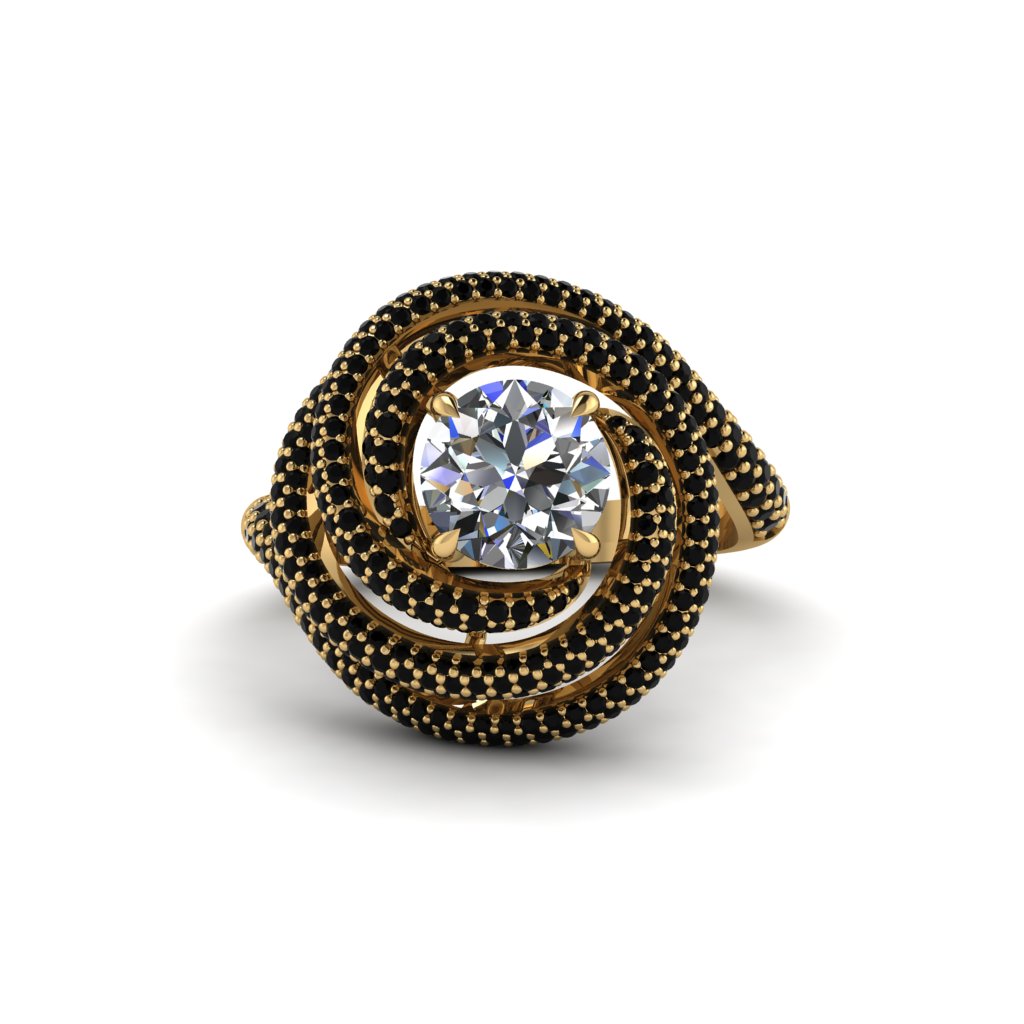 Diamond Double Halo Swirling Engagement Ring - Serena No. 31