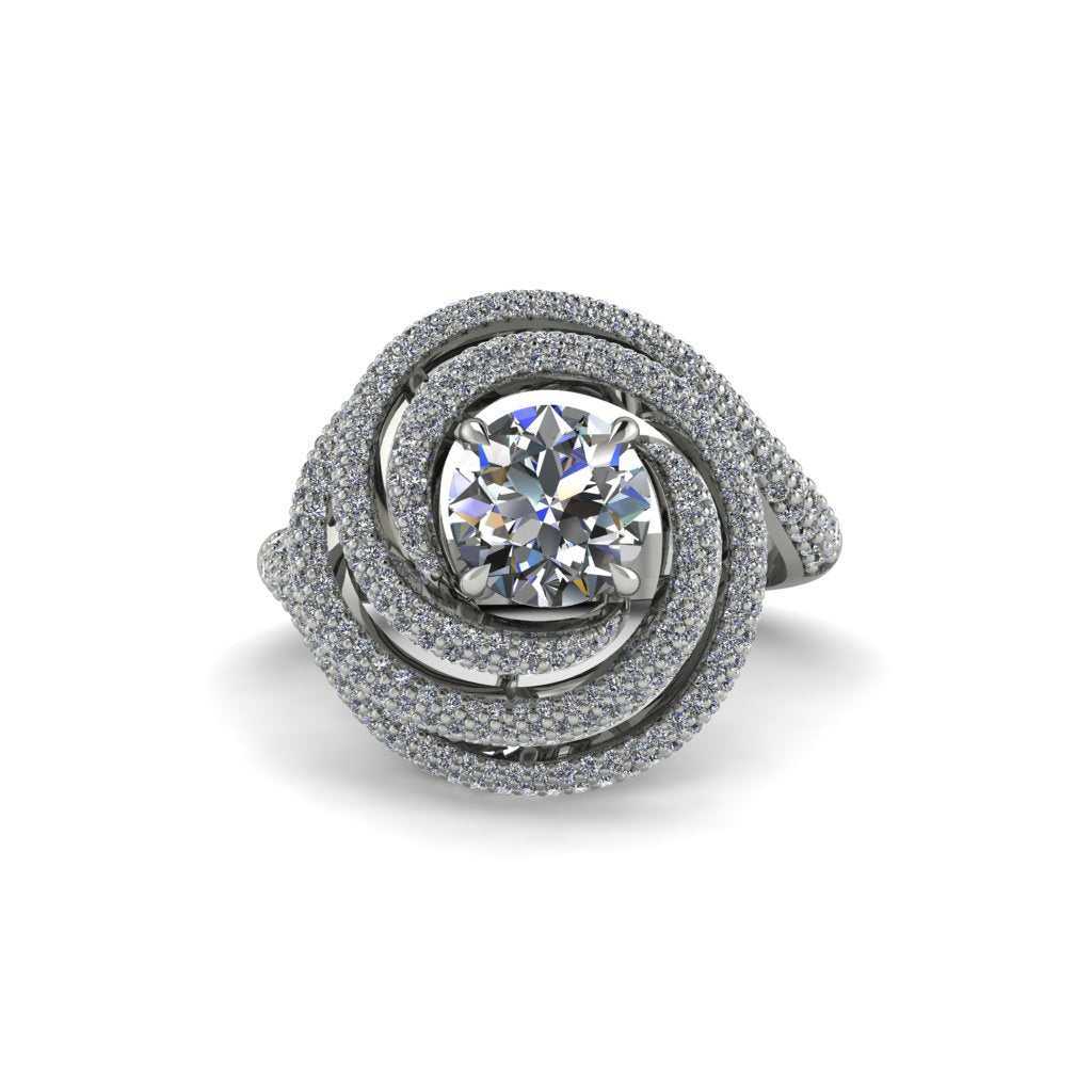 Diamond Double Halo Swirling Engagement Ring - Serena No. 3