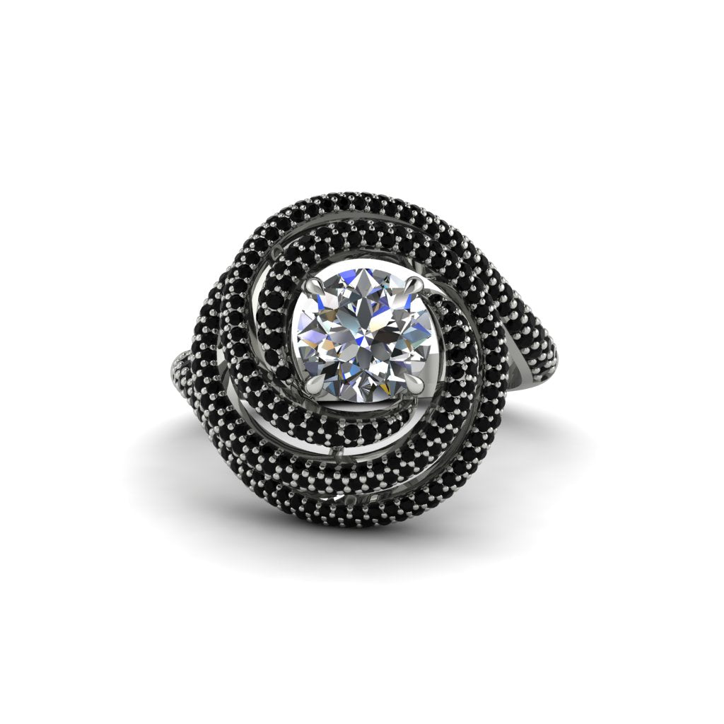 Diamond Double Halo Swirling Engagement Ring - Serena No. 33