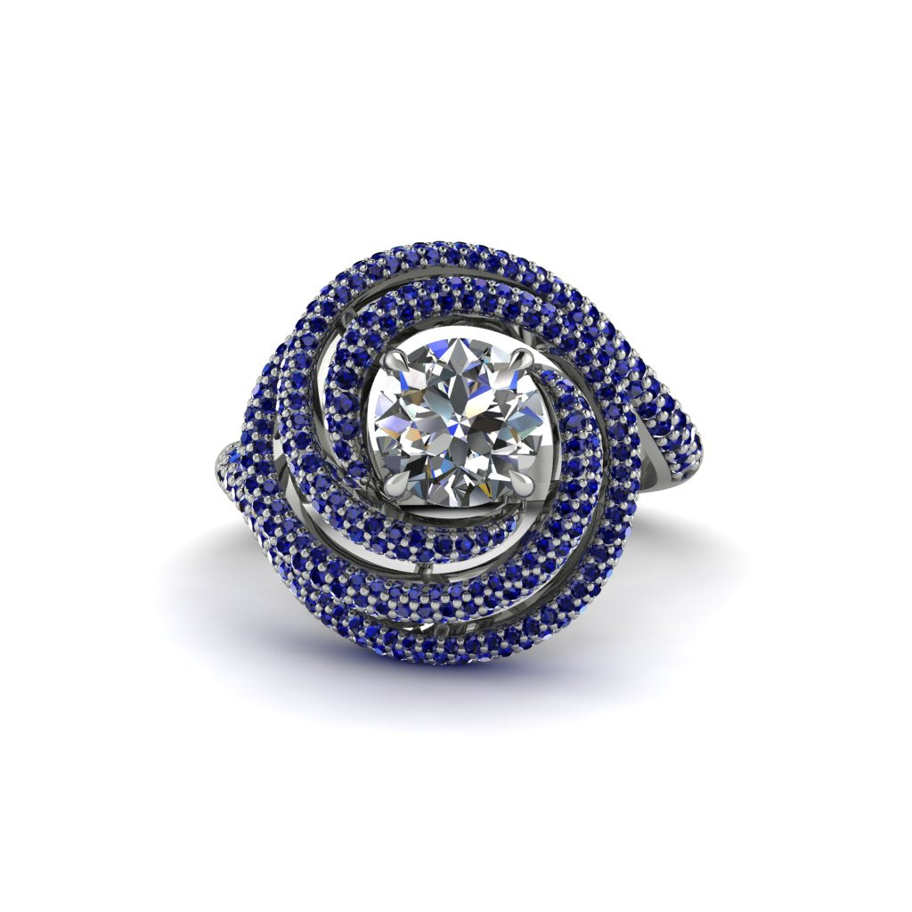 Diamond Double Halo Swirling Engagement Ring - Serena No. 63