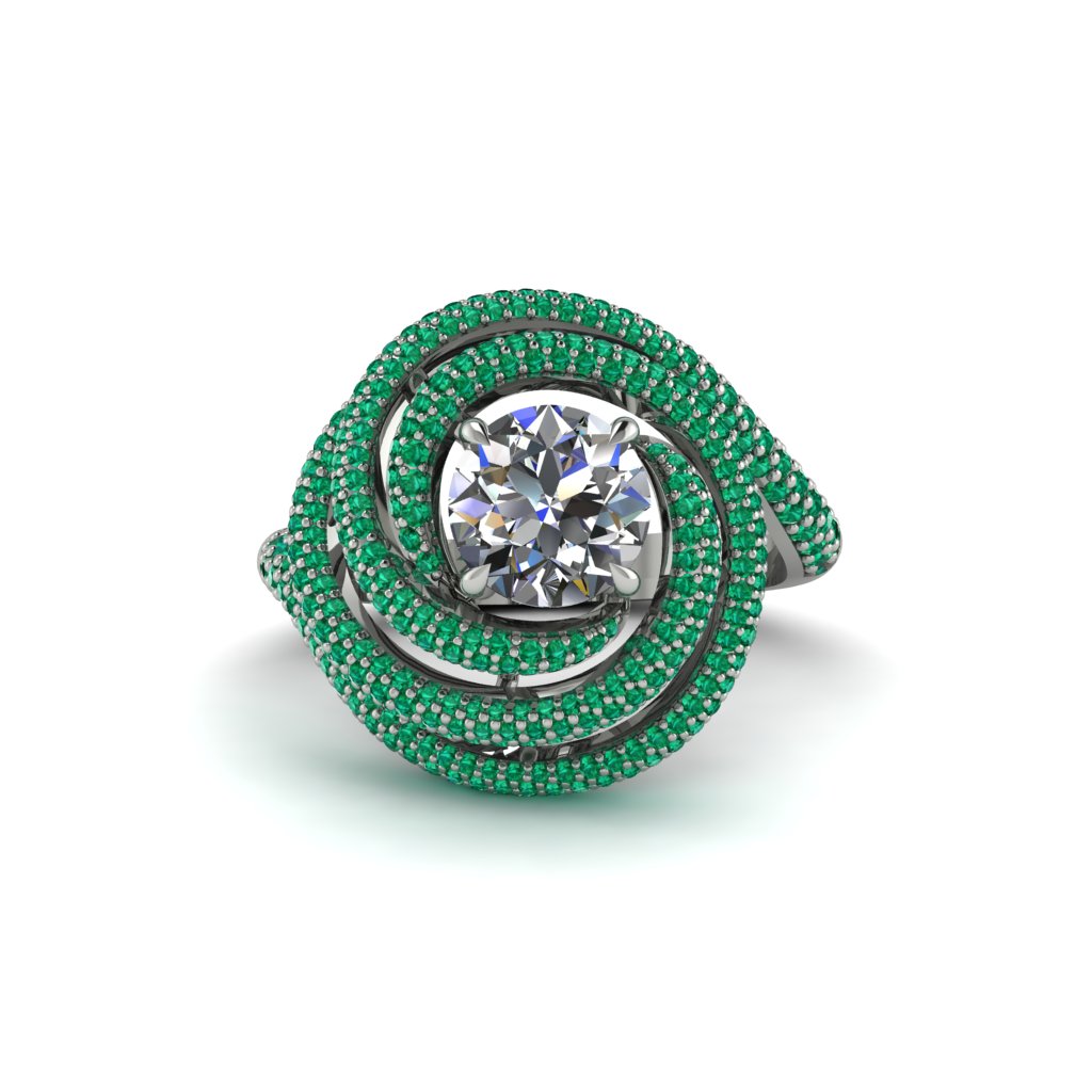 Diamond Double Halo Swirling Engagement Ring - Serena No. 18