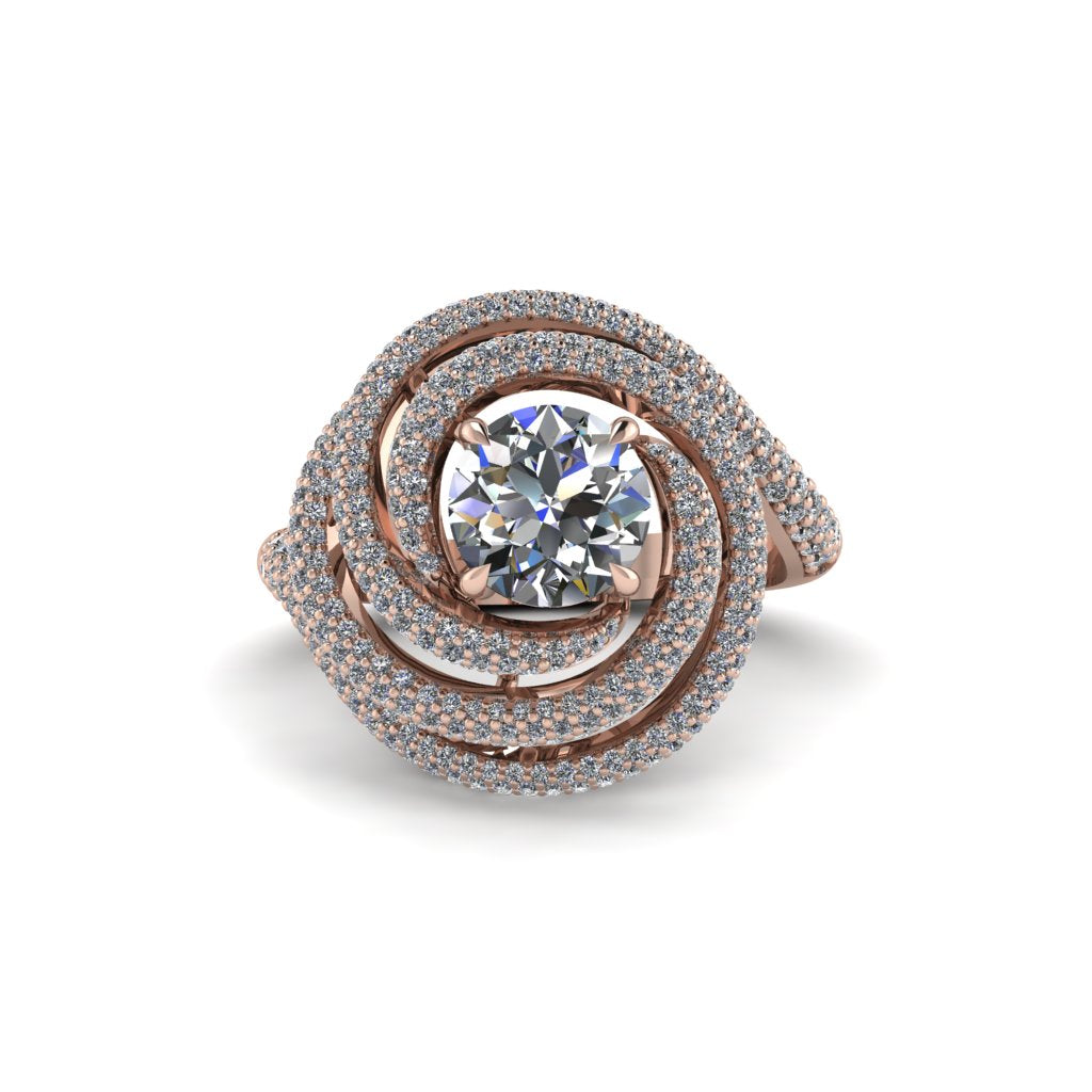 Diamond Double Halo Swirling Engagement Ring - Serena No. 2