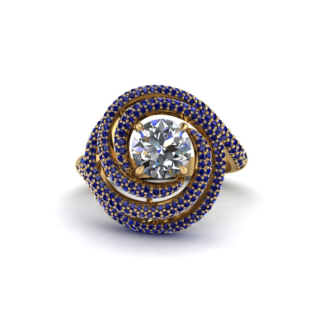 Diamond Double Halo Swirling Engagement Ring - Serena No. 61