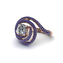 Diamond Double Halo Swirling Engagement Ring - Serena No. 62 image 1