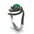 Emerald Double Halo Swirling Engagement Ring - Serena No. 36