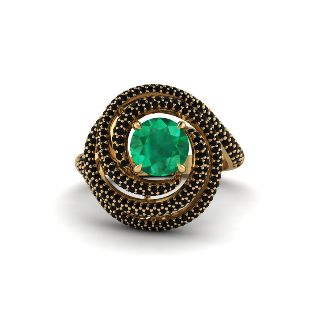 Emerald Double Halo Swirling Engagement Ring - Serena No. 34
